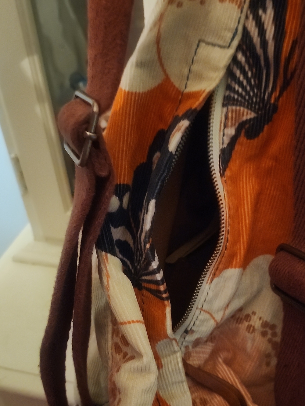 Lucky Brand Blue & Orange Floral Butterfly Drawstring Women’s Backpack - Picture 7 of 9